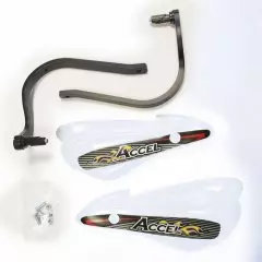 Захист рук та керма з алюмінієвим кріпленням ACCEL HGS11BK/WH (22+28MM), Чорний/Білий