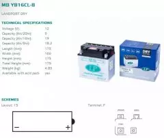 Акумулятор LANDPORT YB16CLB