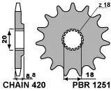 Зірка передня PBR 1251.16 18NC