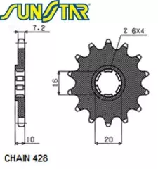 Зірка передня Sunstar SS 22715