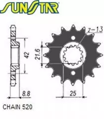 Зірка передня Sunstar SS 33316