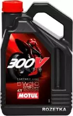 Олива моторна Motul 300V 4T FACTORY LINE SAE синтетична 5W-30 4л