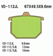 Колодки гальмівні дискові VESRAH VD-112/2JL