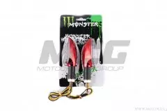 Повороти світлодіодні пара стрілоподібні червоні прозорі 11 діодів (MONSTER ENERGY)