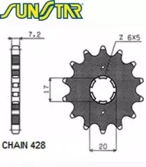 Зірка передня Sunstar SS 22215