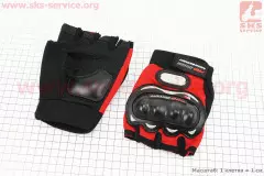 Моторукавички PRO BIKER без пальців, Червоний, L