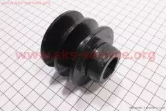 Шків під колінвал d-20mm (D-55mm, 2-х струмковий, два пази під ремінь SPА, метал) 168F/170F Тип 1 (Китай)